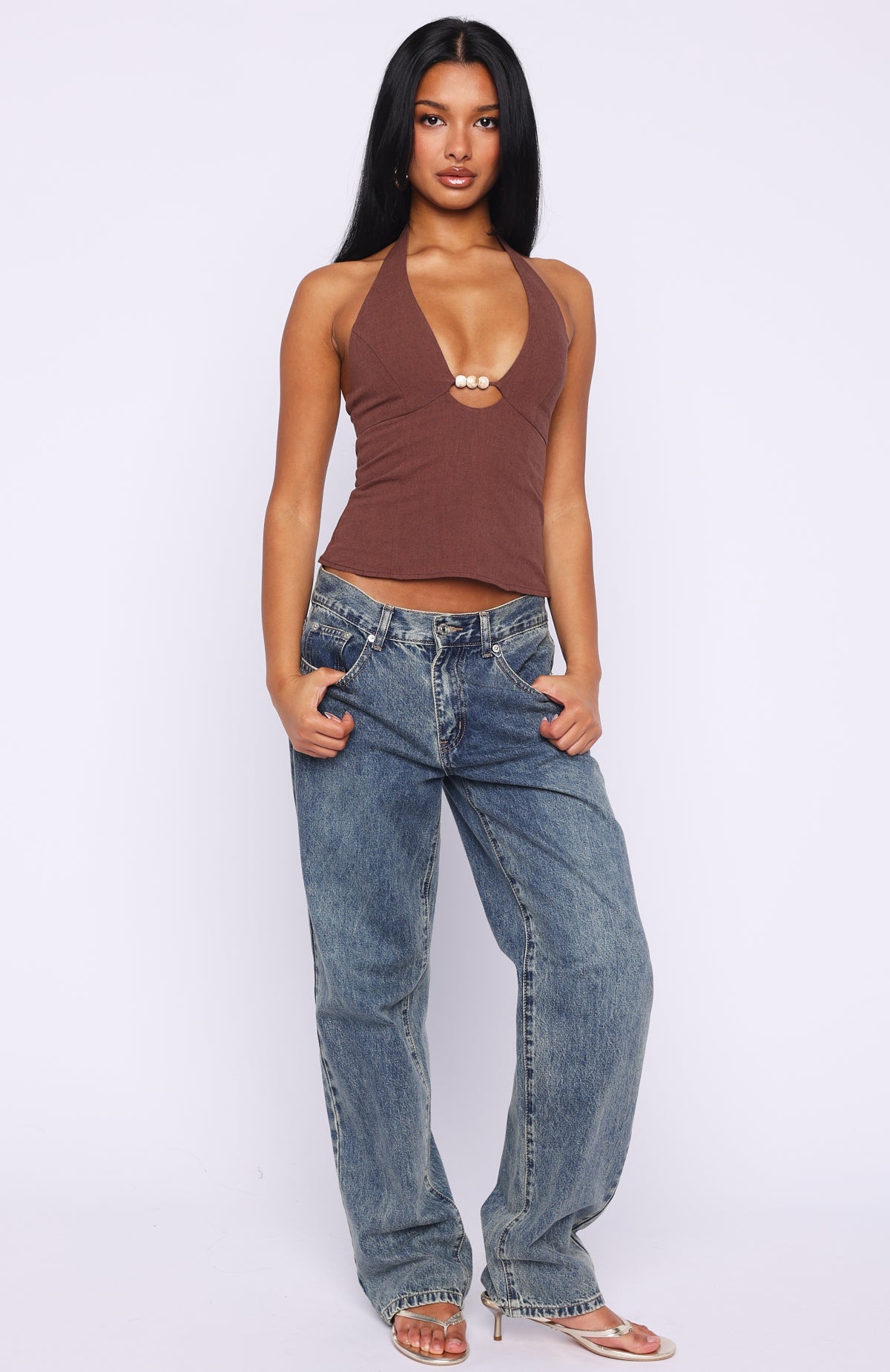 Top halter "Sweet All Over" en color chocolate