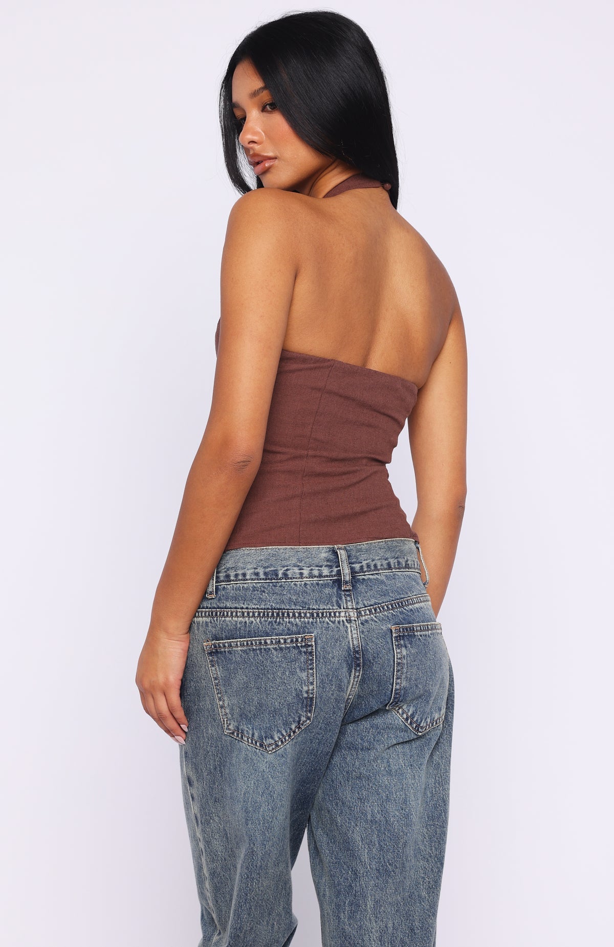 Top halter "Sweet All Over" en color chocolate